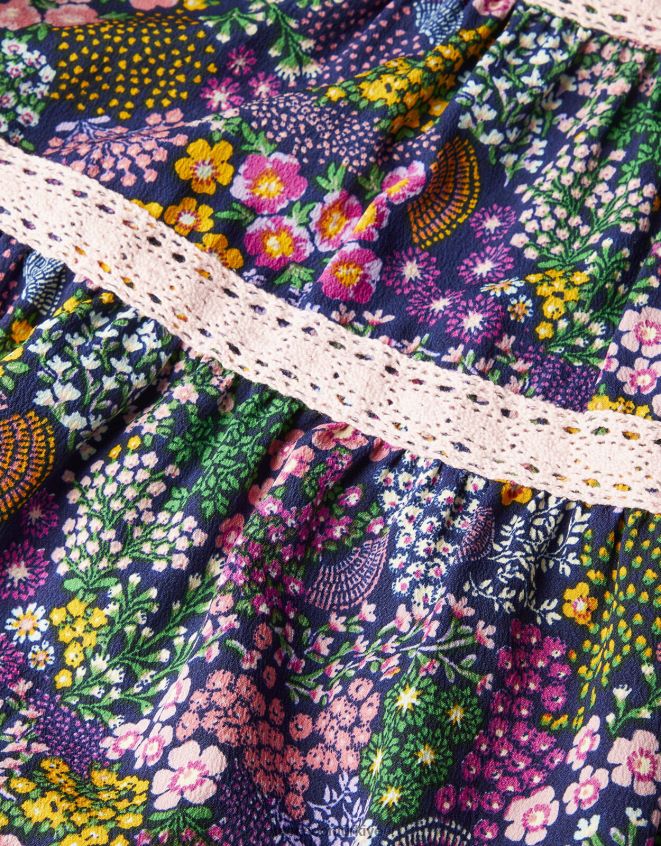 Monsoon kız çiçek detaylı elbise JH86BT1742 Giyim mavi