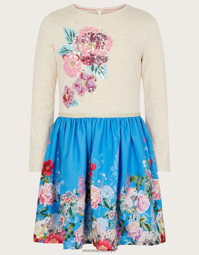 Monsoon kız çiçekli at 2'si 1 arada elbise JH86BT1741 Giyim mavi
