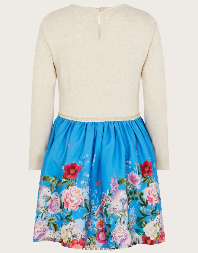 Monsoon kız çiçekli at 2\'si 1 arada elbise JH86BT1741 Giyim mavi