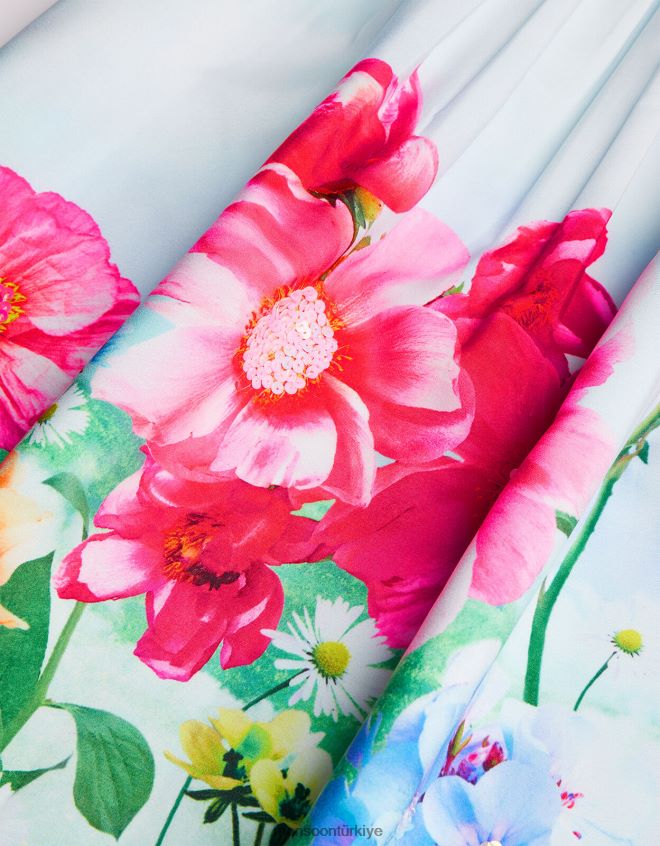 Monsoon kız çiçekli çayır elbisesi JH86BT2021 Giyim mavi