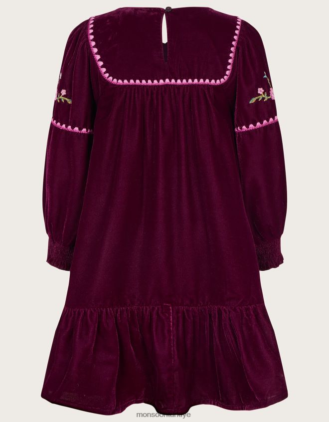 Monsoon kız işlemeli önlük elbise JH86BT1629 Giyim kırmızı (bordo)