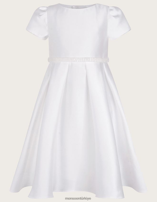 Monsoon kız inci kemerli henrietta düşes elbisesi JH86BT1689 Giyim fildişi