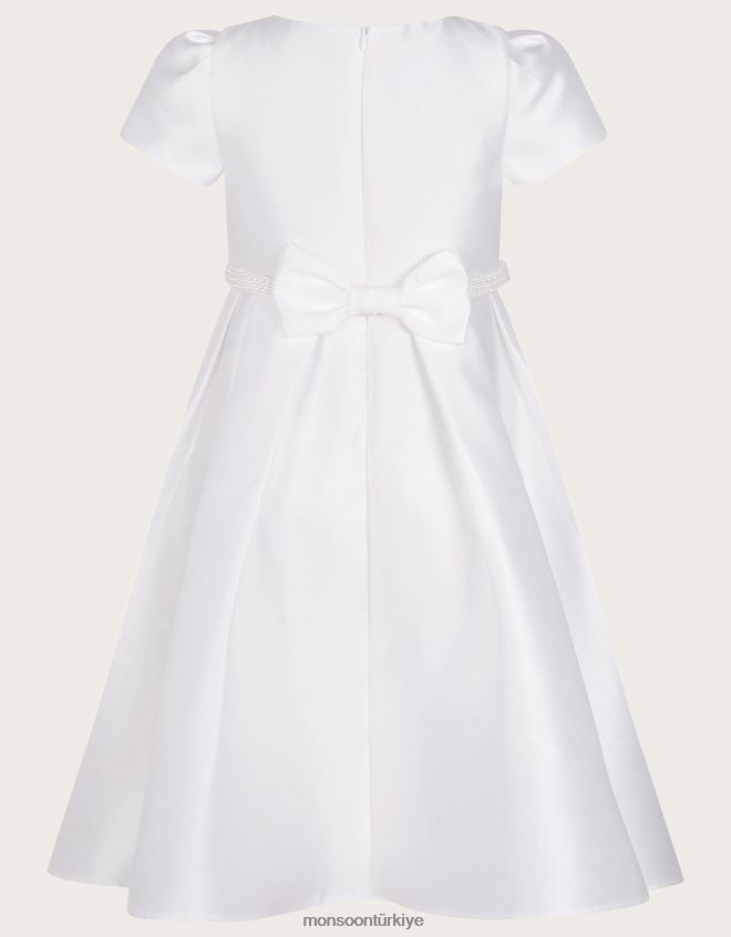 Monsoon kız inci kemerli henrietta düşes elbisesi JH86BT1689 Giyim fildişi