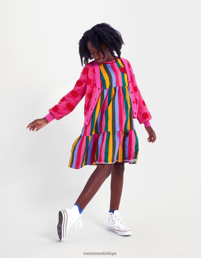 Monsoon kız çizgili jarse elbise JH86BT1598 Giyim çok