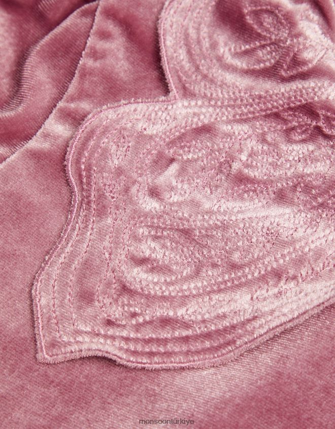Monsoon kız kadife kelebek yaka elbise JH86BT1680 Giyim pembe (koyu pembe)