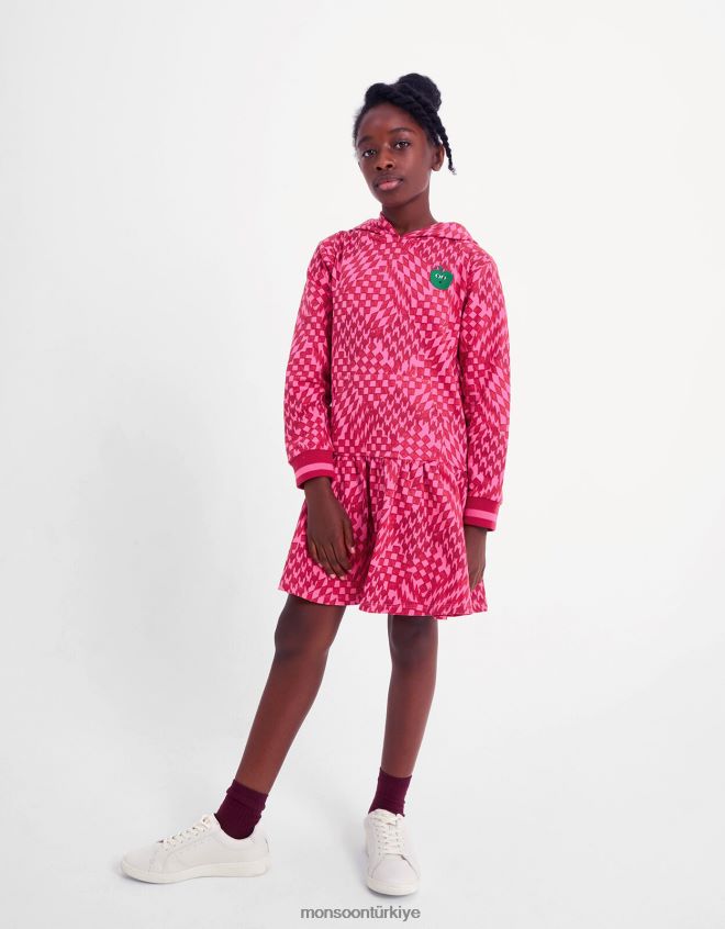 Monsoon kız kapüşonlu patenci elbise JH86BT1655 Giyim kırmızı