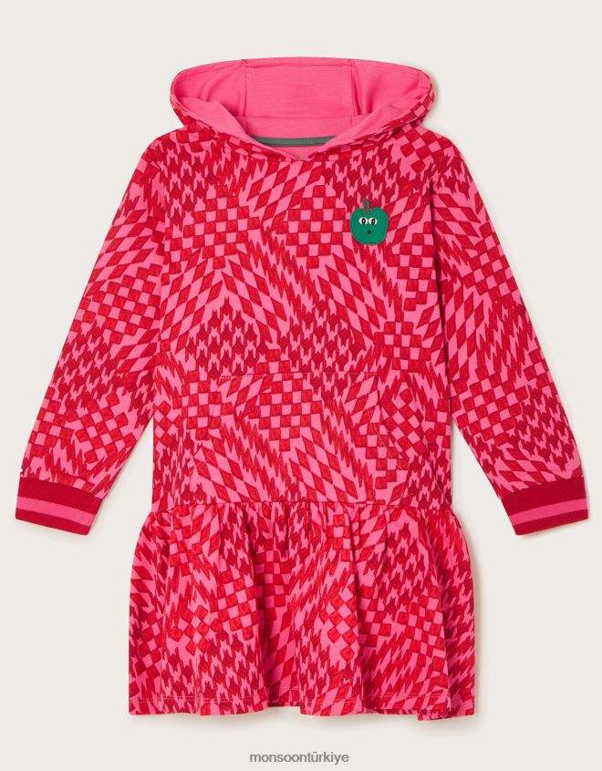 Monsoon kız kapüşonlu patenci elbise JH86BT1655 Giyim kırmızı
