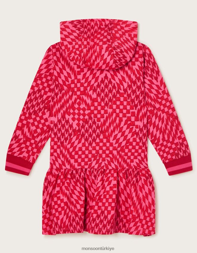 Monsoon kız kapüşonlu patenci elbise JH86BT1655 Giyim kırmızı