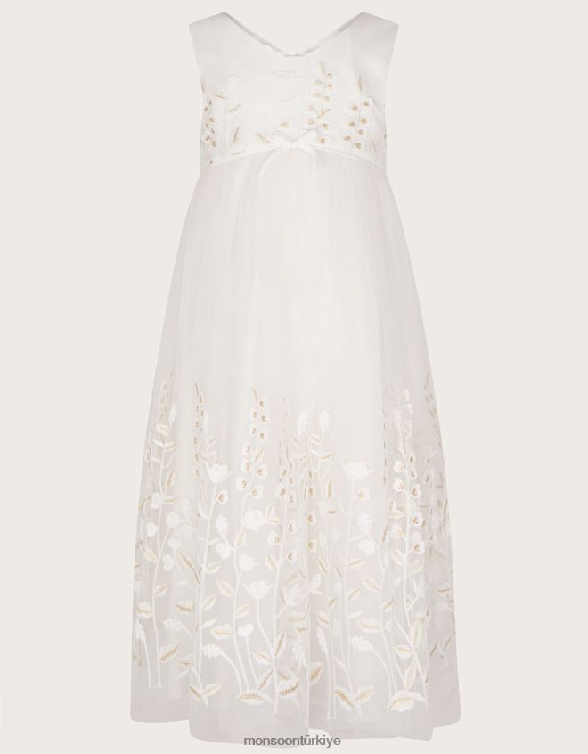 Monsoon kız lilly işlemeli çayır maxi elbise JH86BT2007 Giyim fildişi