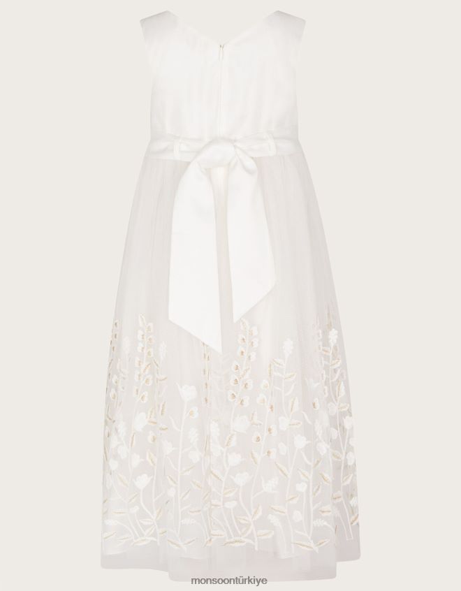 Monsoon kız lilly işlemeli çayır maxi elbise JH86BT2007 Giyim fildişi