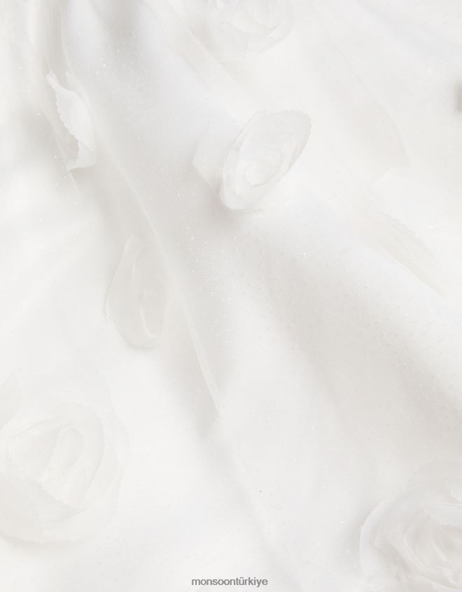 Monsoon kız margot dantelli 3 boyutlu gül elbise JH86BT2023 Giyim fildişi