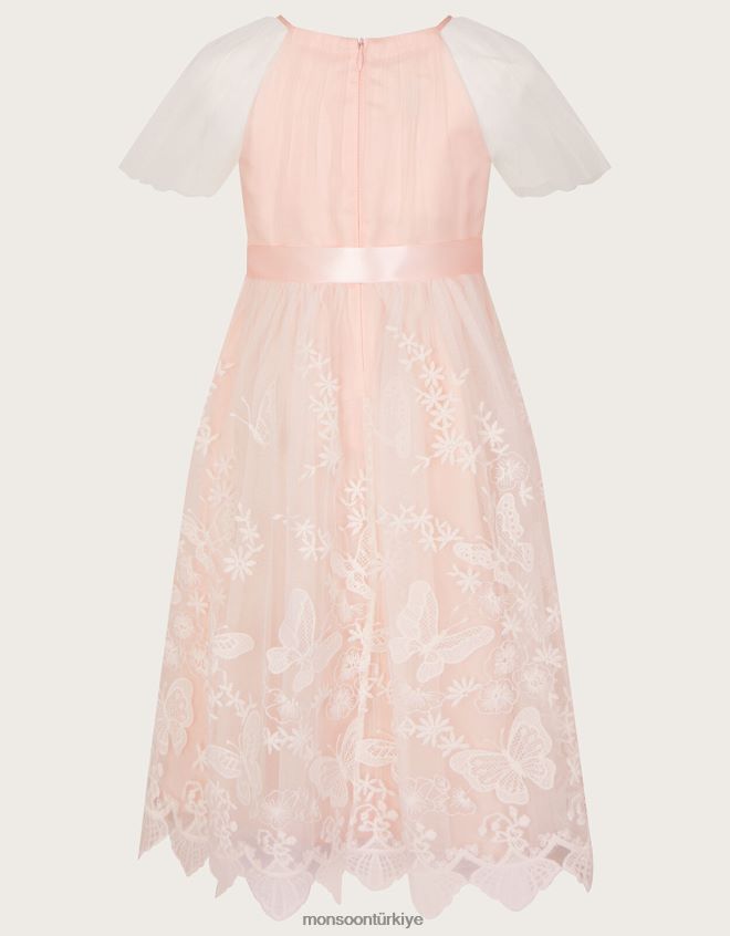 Monsoon kız mayıs kelebek dantelli bordür elbise JH86BT1813 Giyim pembe (soluk pembe)