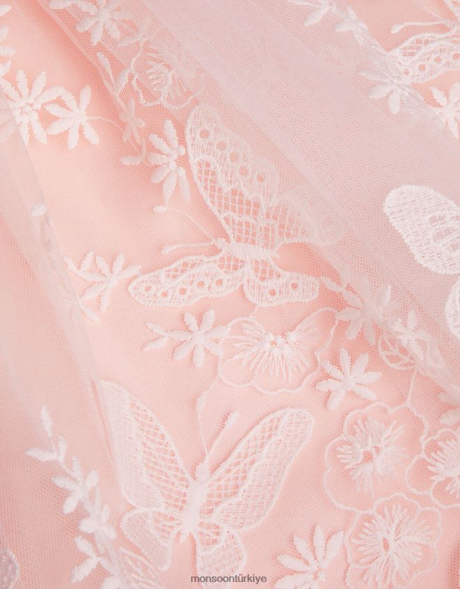 Monsoon kız mayıs kelebek dantelli bordür elbise JH86BT1813 Giyim pembe (soluk pembe)