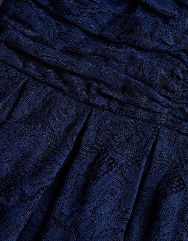 Monsoon kız maya dantelli askılı kısa balo elbisesi JH86BT1955 Giyim Mavi Donanma)