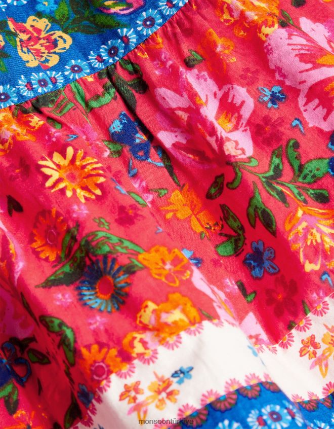 Monsoon kız miras çiçek karışık desenli elbise JH86BT1979 Giyim kırmızı