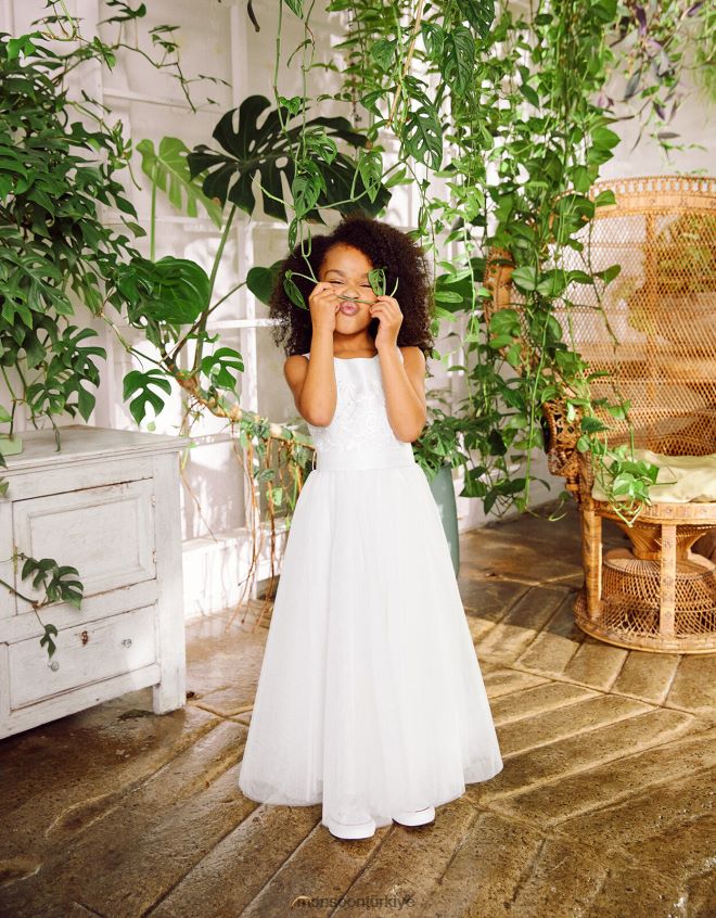 Monsoon kız odette alice tül maxi elbise JH86BT2016 Giyim fildişi