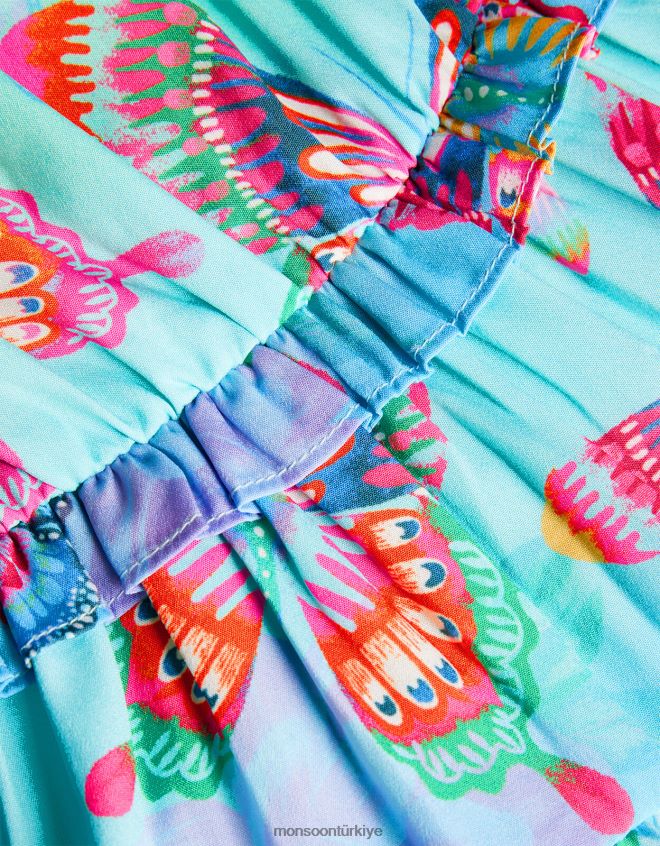 Monsoon kız ombre kelebek katmanlı elbise JH86BT1863 Giyim çok
