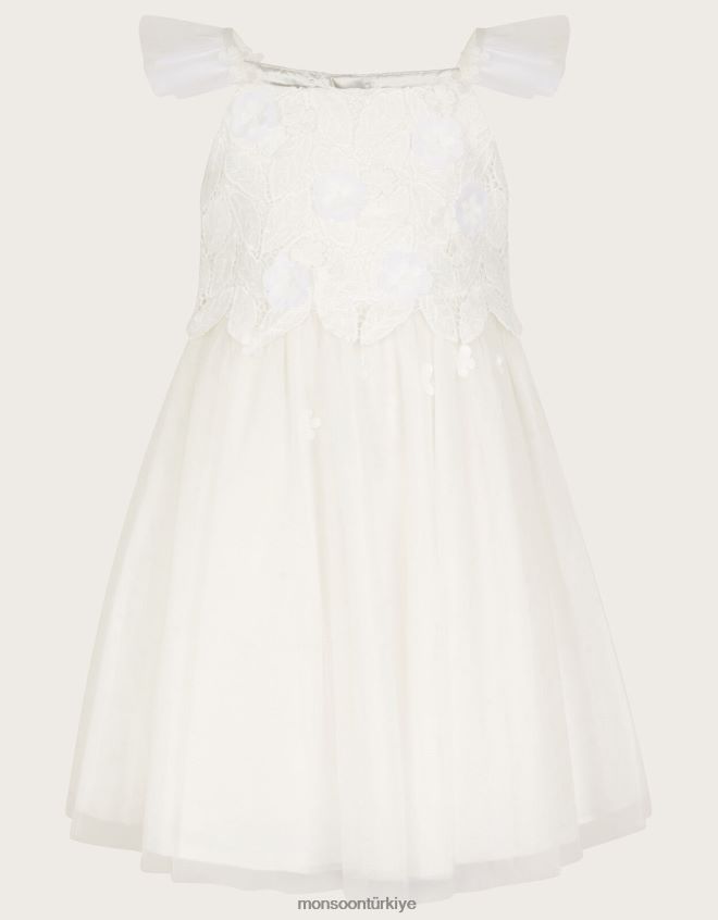 Monsoon kız ophelia dantelli tül elbise JH86BT1998 Giyim fildişi