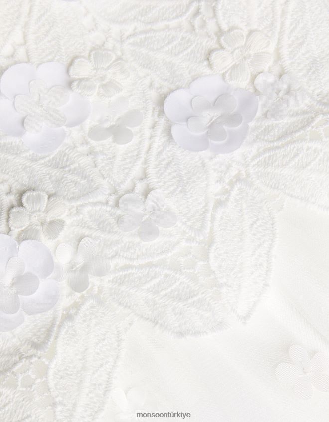 Monsoon kız ophelia dantelli tül elbise JH86BT1998 Giyim fildişi