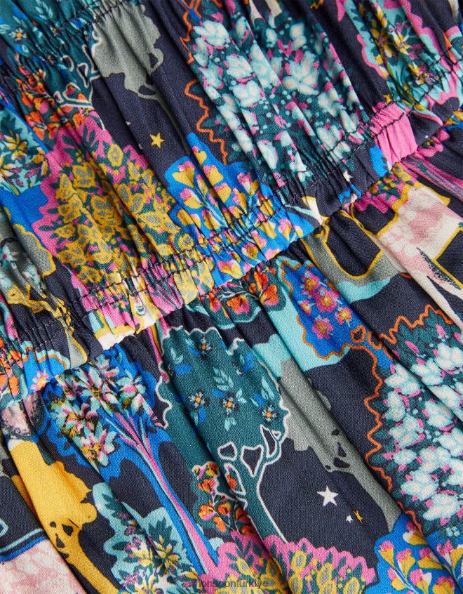 Monsoon kız ormanlık baskı elbise JH86BT1738 Giyim mavi