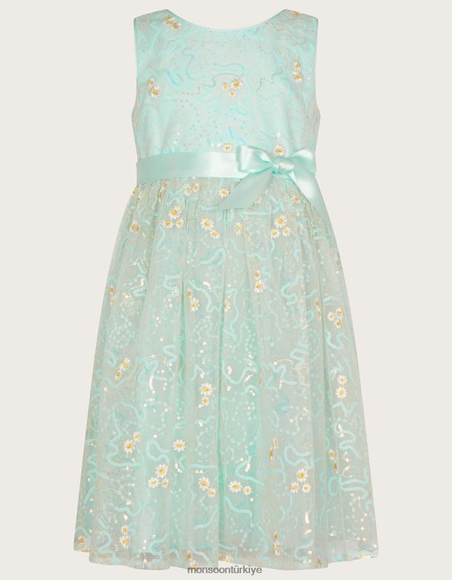 Monsoon kız papatya payet işlemeli elbise JH86BT1808 Giyim yeşil (nane)