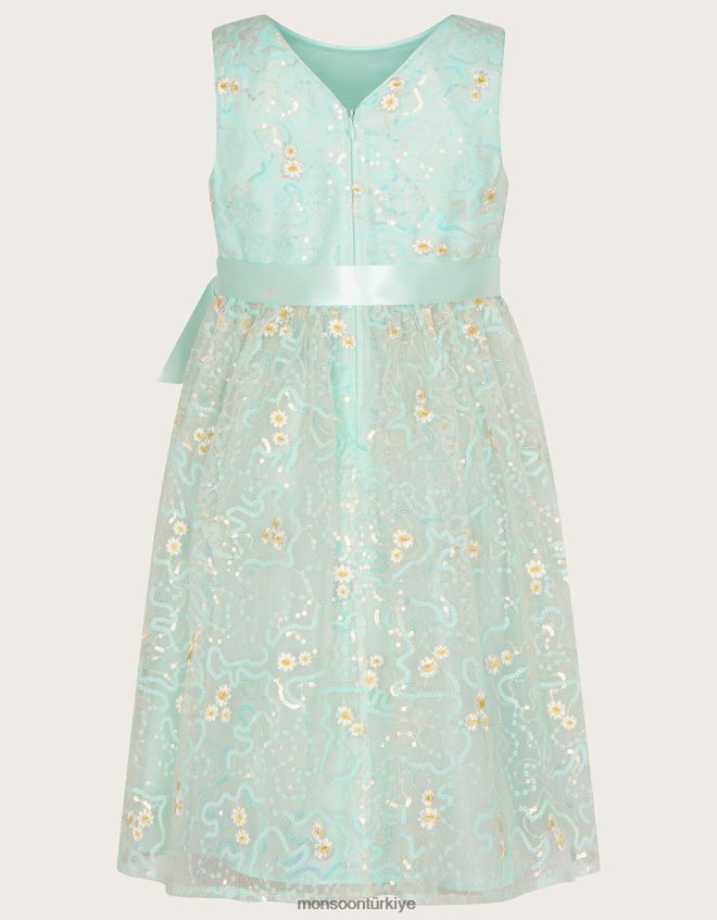 Monsoon kız papatya payet işlemeli elbise JH86BT1808 Giyim yeşil (nane)
