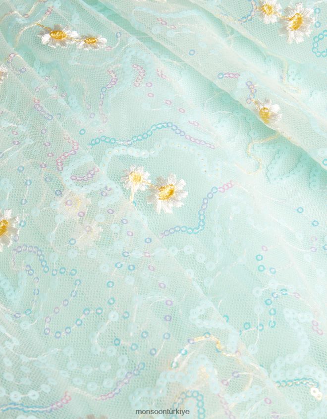 Monsoon kız papatya payet işlemeli elbise JH86BT1808 Giyim yeşil (nane)