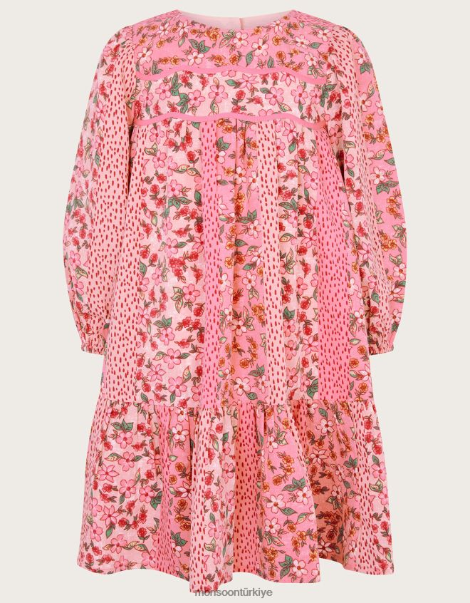 Monsoon kız patchwork çiçek desenli elbise JH86BT1711 Giyim pembe