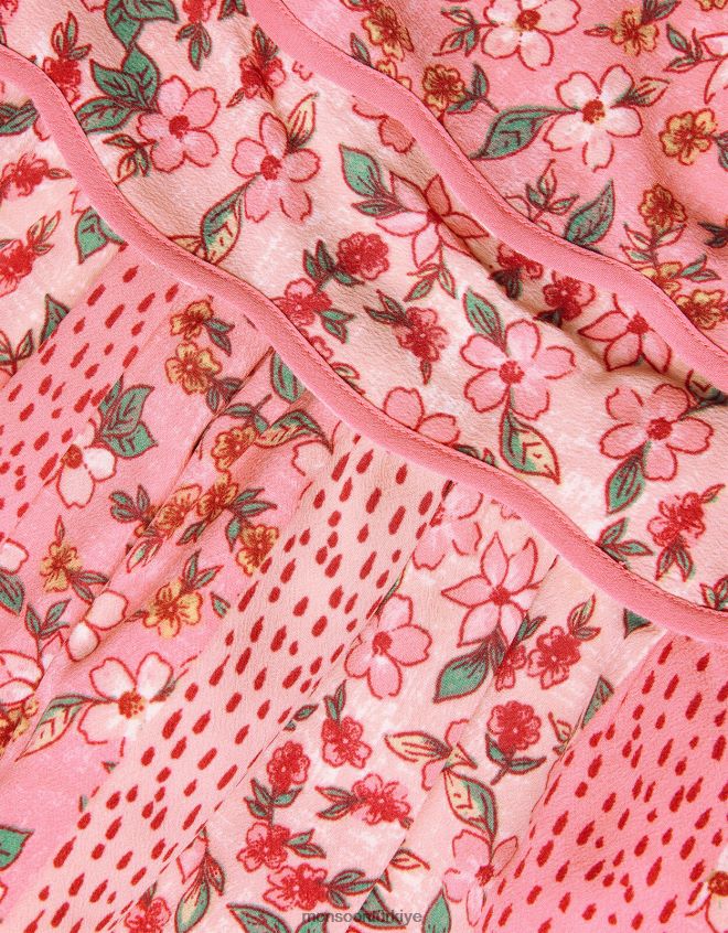 Monsoon kız patchwork çiçek desenli elbise JH86BT1711 Giyim pembe