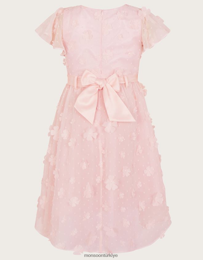Monsoon kız petunya 3d çiçek elbise JH86BT1593 Giyim pembe