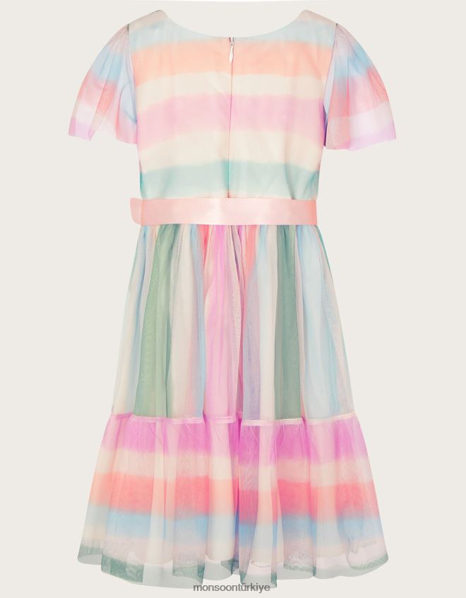 Monsoon kız pippa çizgili tül elbise JH86BT1815 Giyim çok