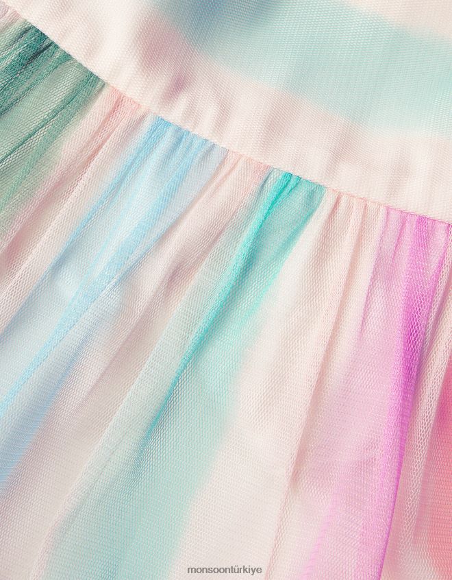 Monsoon kız pippa çizgili tül elbise JH86BT1815 Giyim çok