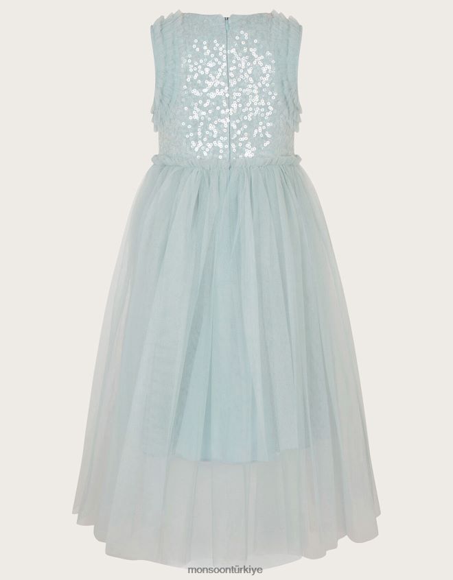 Monsoon kız priscilla pullu fırfırlı elbise JH86BT1671 Giyim mavi