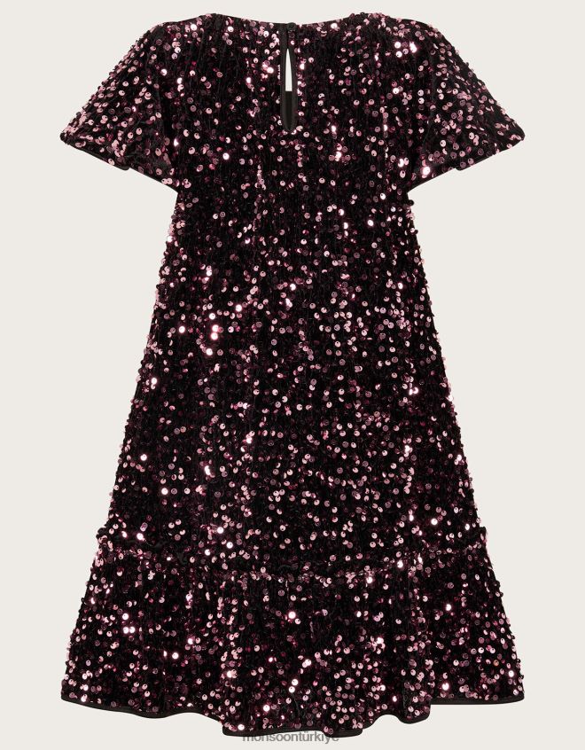 Monsoon kız pullu kadife askılı elbise JH86BT1628 Giyim pembe