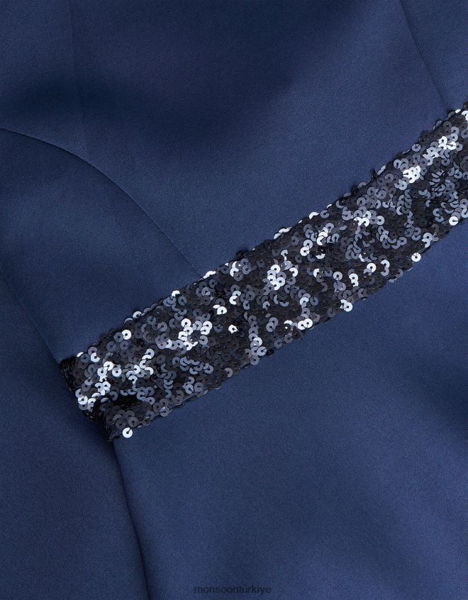 Monsoon kız pullu tüplü balo elbisesi JH86BT1681 Giyim Mavi Donanma)