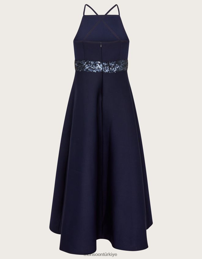 Monsoon kız pullu tüplü balo elbisesi JH86BT2038 Giyim Mavi Donanma)