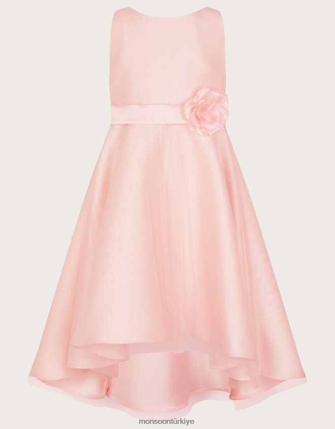 Monsoon kız sümbülteber yüksek düşük nedime elbisesi JH86BT1870 Giyim pembe