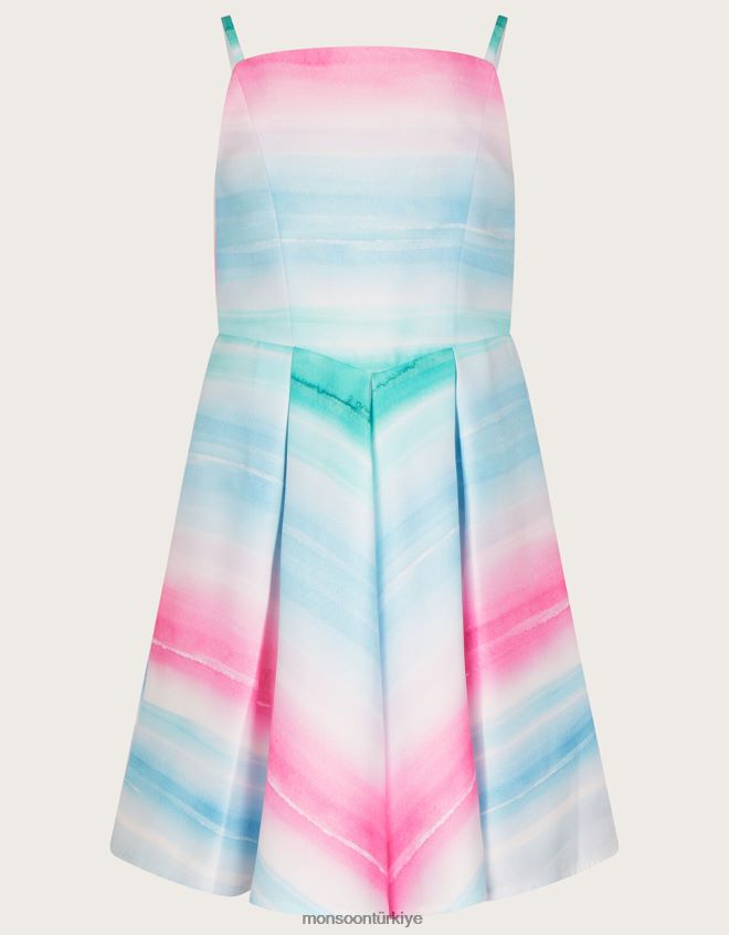 Monsoon kız santorini çizgili düşes dimi elbise JH86BT1958 Giyim fildişi