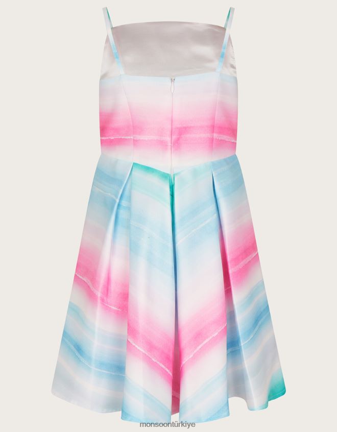 Monsoon kız santorini çizgili düşes dimi elbise JH86BT1958 Giyim fildişi