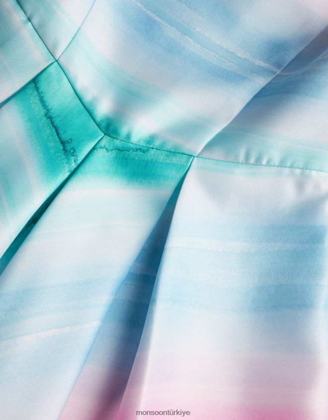 Monsoon kız santorini çizgili düşes dimi elbise JH86BT1958 Giyim fildişi