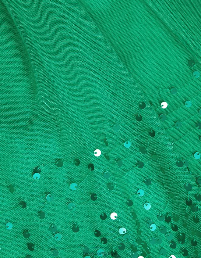 Monsoon kız shirley pullu büzgülü elbise JH86BT1773 Giyim yeşil