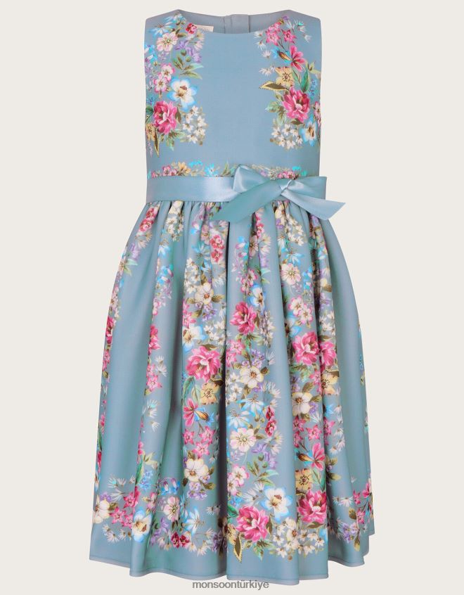 Monsoon kız suzie çiçekli tüplü parti elbisesi JH86BT1748 Giyim yeşil