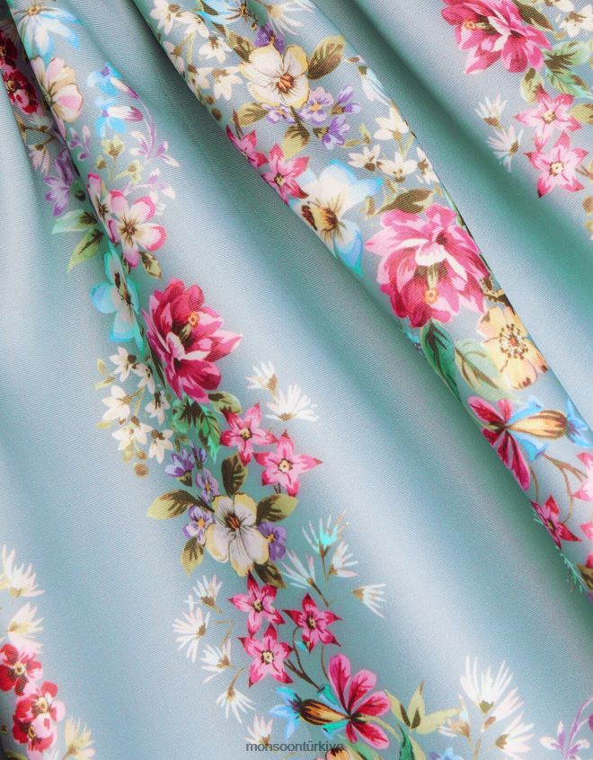 Monsoon kız suzie çiçekli tüplü parti elbisesi JH86BT1748 Giyim yeşil