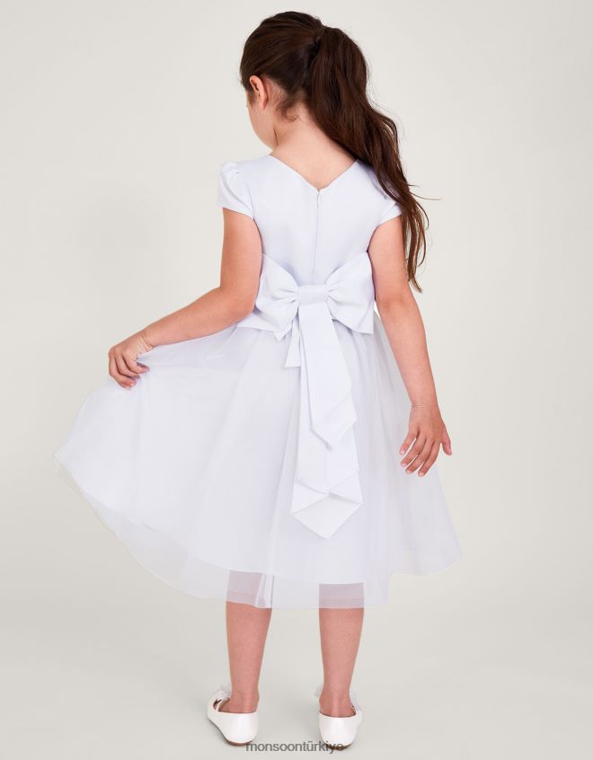 Monsoon kız tül nedime cemaat elbisesi JH86BT2024 Giyim beyaz