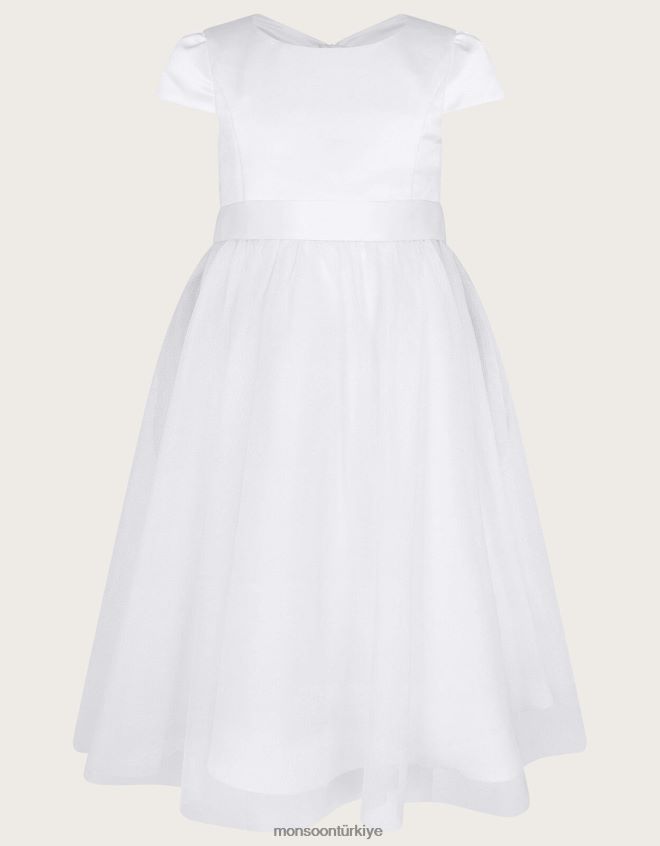 Monsoon kız tül nedime cemaat elbisesi JH86BT2024 Giyim beyaz