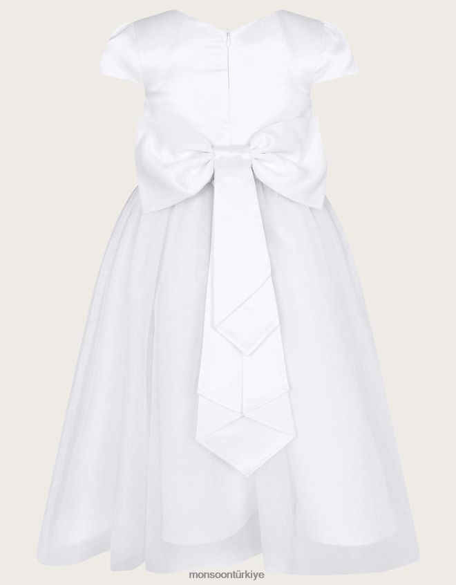 Monsoon kız tül nedime cemaat elbisesi JH86BT2024 Giyim beyaz