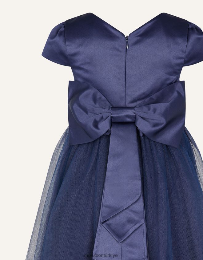 Monsoon kız tül nedime elbisesi JH86BT1941 Giyim Mavi Donanma)