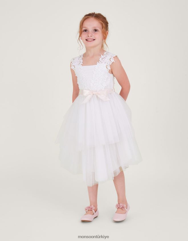 Monsoon kız zaralia dantelli safire elbise JH86BT1850 Giyim fildişi