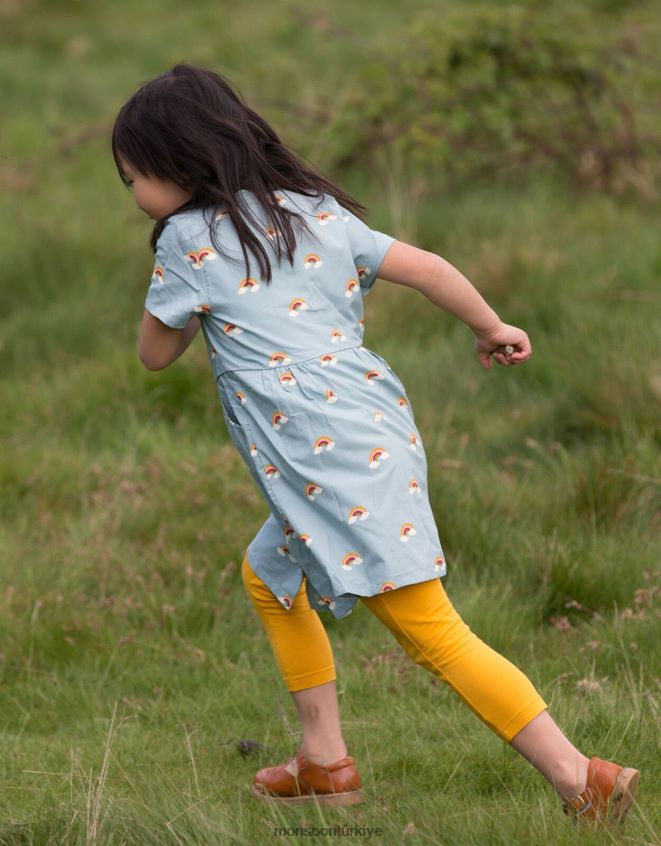 Monsoon çocuklar elbisenin içindeki gökkuşağı düğmesinin üzerinde küçük yeşil radikaller JH86BT1922 Giyim mavi (soluk mavi)