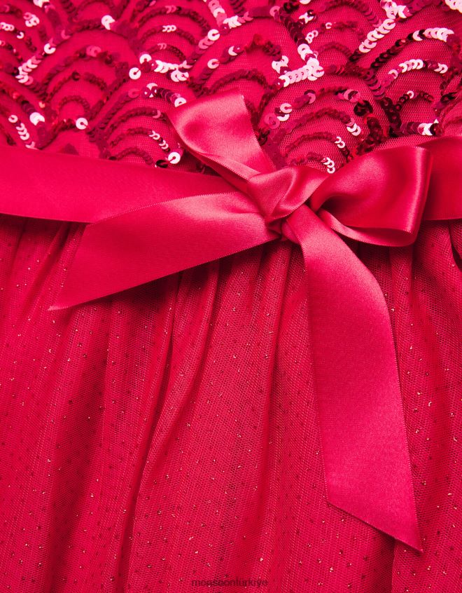 Monsoon çocuklar gerçek pelerin kollu art deco pullu elbise JH86BT2773 Giyim kırmızı